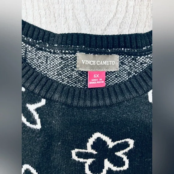 NWT Vince Camuto Black & White Floral Sweater Dress 6X - Picture 4 of 6